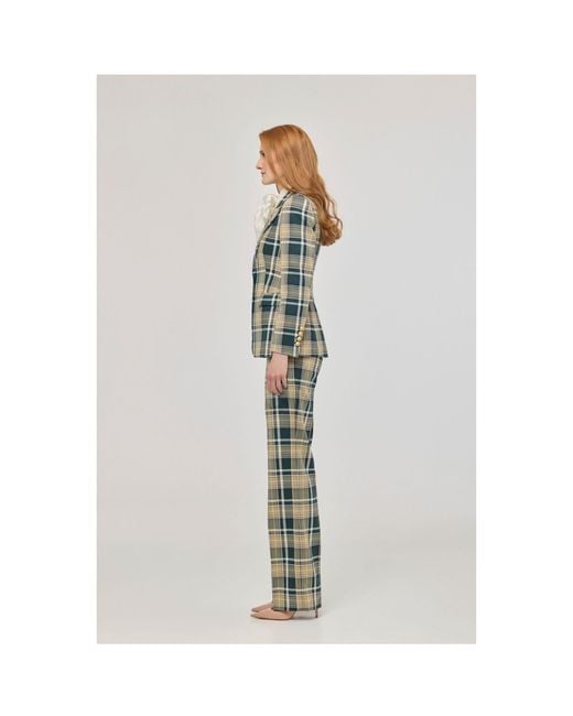 The Extreme Collection Green Neutrals Checked Earth Tone Blazer Murray