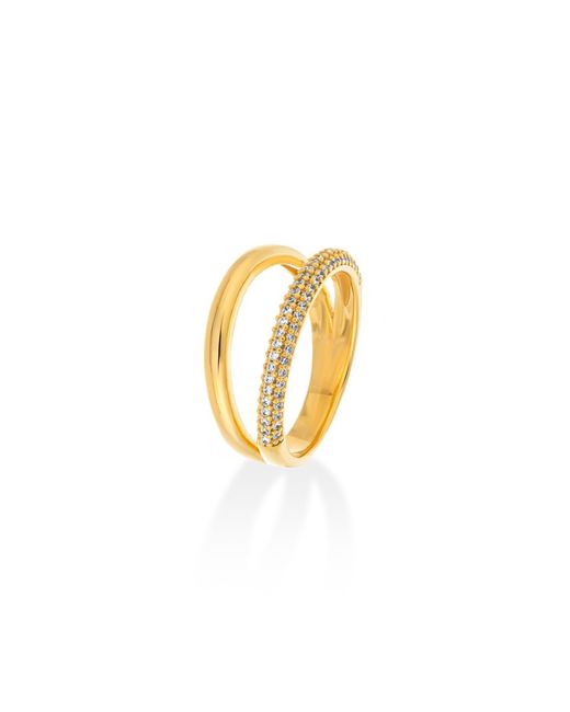 Shabella Nyc Yellow Thin Pave Dual Ring