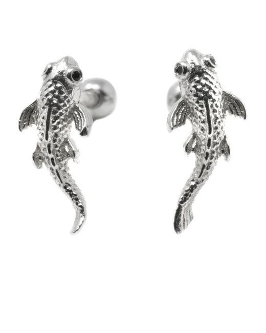 NASI SILVER Metallic Fish Neshama Studs