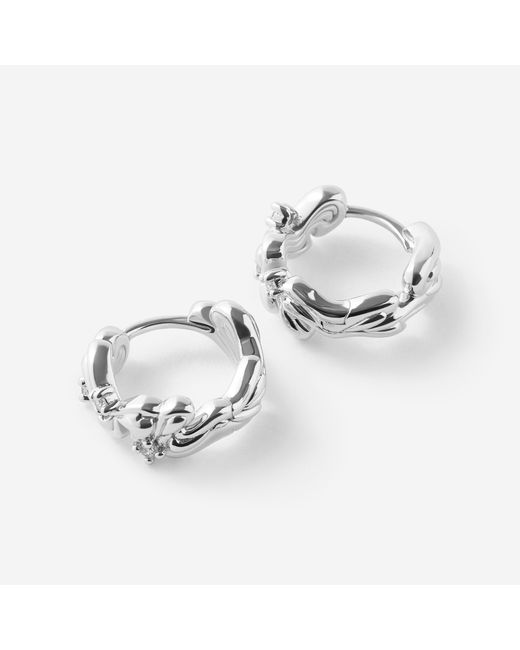 FRIDA & FLORENCE Metallic Whispers Wave Diamond huggie Earrings