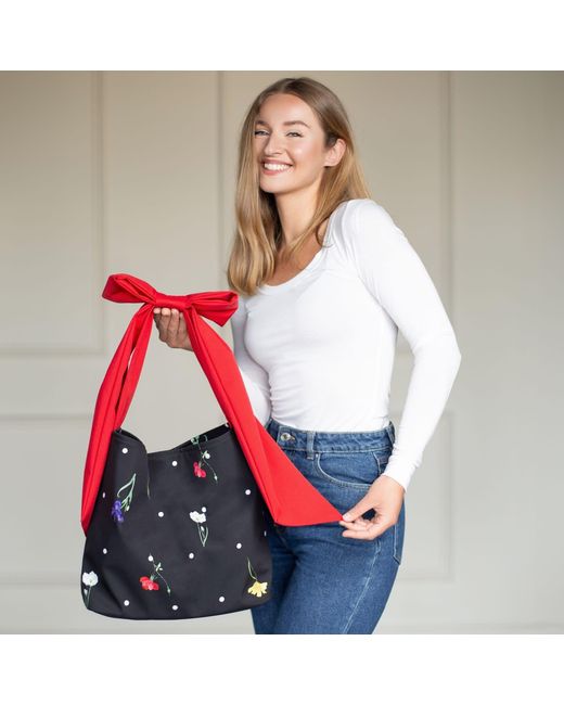 RainSisters Red Cosmic Bloom Bow Tote Bag