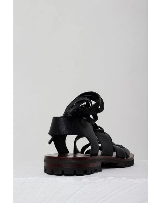 Mafalda Black Camelia Lace-Up Sandals