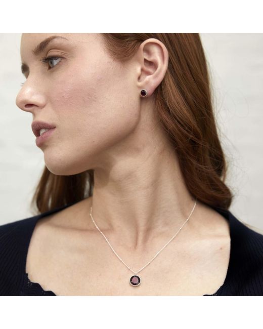 Auree Jewellery Metallic Barcelona Silver January Birthstone Stud Earrings Garnet