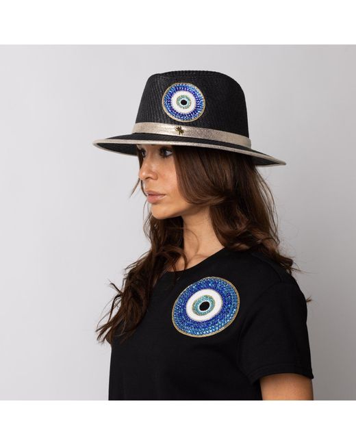 Laines London Black Laines Couture T-shirt Dress With Embellished Evil Eye