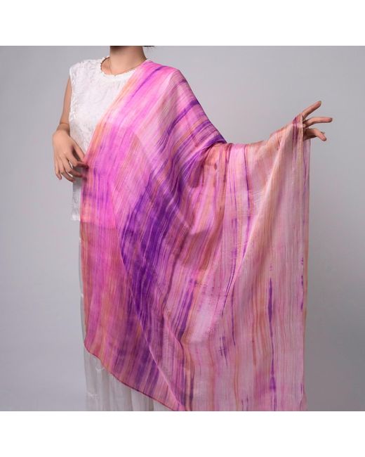 Silk and Bears Purple Rose Orchid Brushstroke Habotai Silk Scarf – Hand-Dyed Mulberry Silk