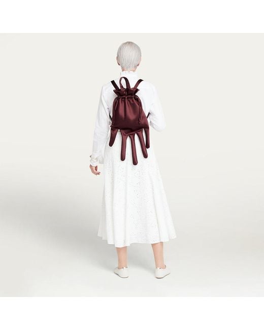 Lulu Guinness Purple Burgundy Satin Hand Backpack