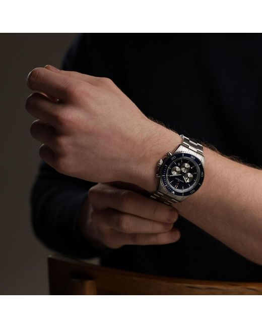 Kennett Watches & Accessories Metallic Kennett Pacesetter Chronograph Watch With Solid Stainless Steel Strap for men