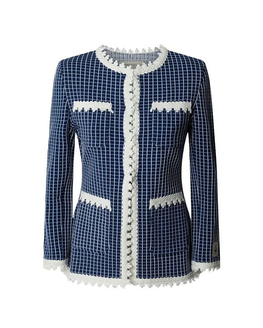 The Extreme Collection Blue Knit Jacket With Scalloped Finishes