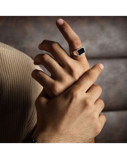 The Jewelz Black Pulse Onyx Signet Ring for men