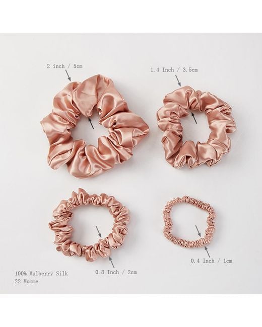Soft Strokes Silk Red Set Of Four Pure Mulberry Silk Scrunchies