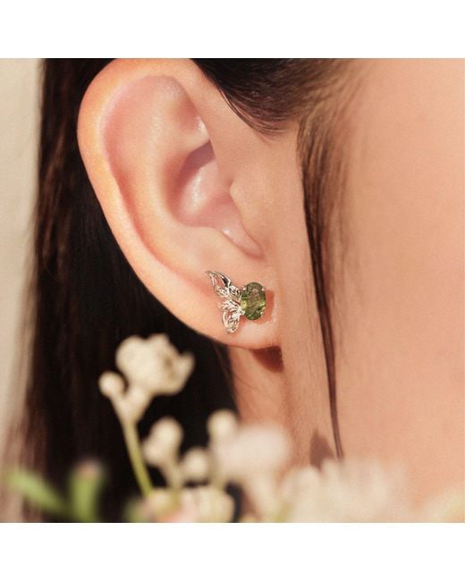 Azura Jewelry New York Green Sylphae Fairie Moss Agate Earrings Vermeil