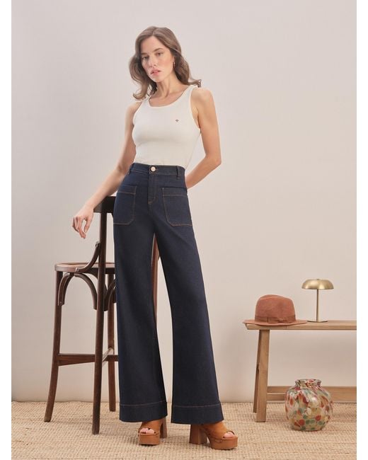 Malo Blue High-Waist Bootcut Jeans