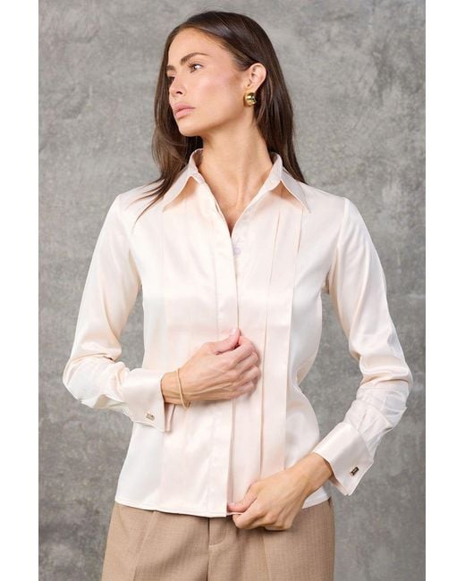 Madison / Savile Natural Ivory Regent Pleated Satin French Cuff