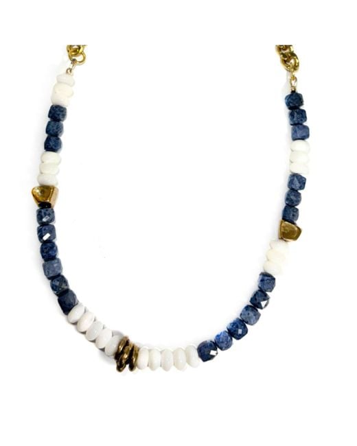 Rachel Nathan Blue Sponge Coral & Mother Of Pearl Necklace