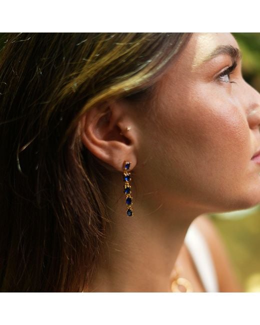 Ebru Jewelry Blue Drop Down Sapphire Earrings
