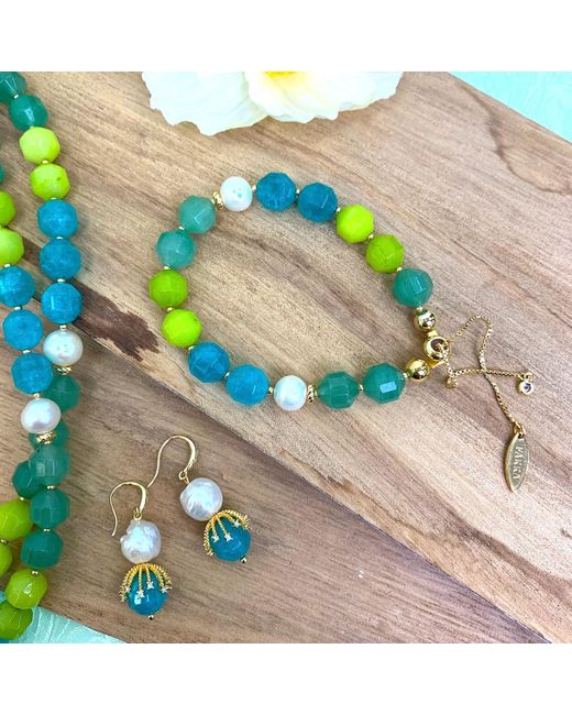 Farra Green Candy Color Natural Jade Gemstone Adjustable Bracelet