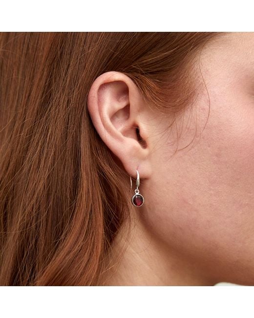 Auree Jewellery White Barcelona January Garnet Birthstone Hook Earrings
