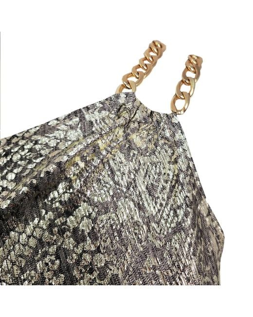 Me & Thee Gray Ponder A Thought Metallic Snakeskin Jumpsuit