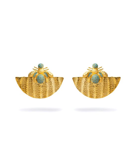 Ebru Jewelry Yellow Turquoise Honey Bee Chunky Earrings