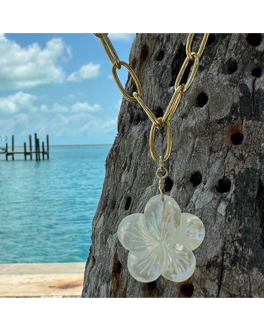 Lexi Jewelry Metallic Mother Of Pearl Sea Flower Necklace