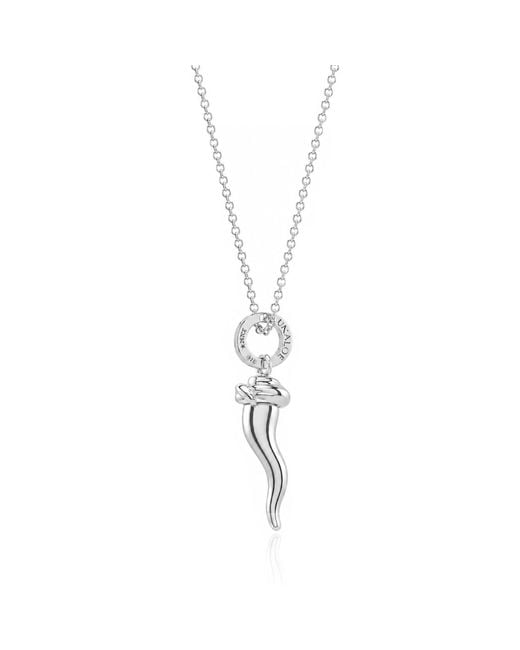 Unaloe Metallic Sterling Italian Horn Necklace With Sculptural Hat Detail for men