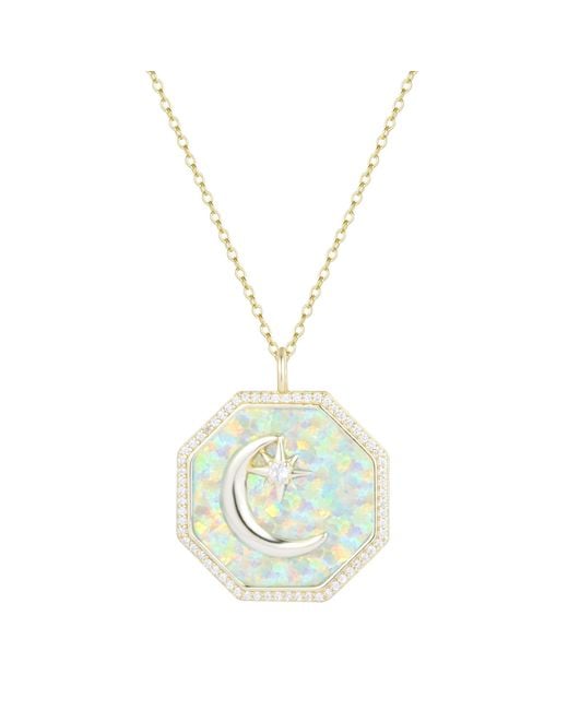 KAMARIA Metallic Octagon Moon Medallion Necklace