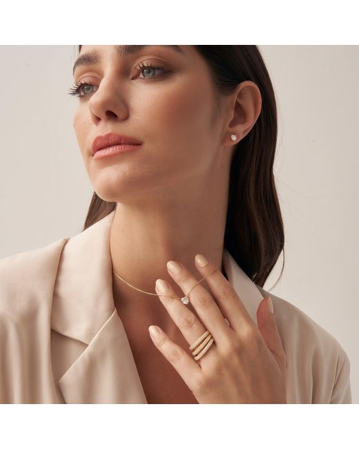 Shabella Nyc Metallic Crystal Heart Necklace
