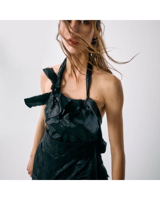 Miro Misljen Black Deconstructed Halter Gown