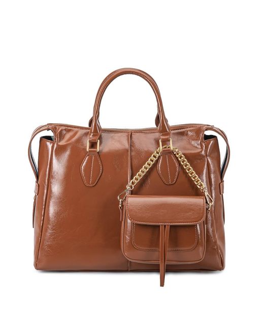 Mkf Collection - J'omor Brown Yareli Tote Bag With Mini Bag- 2-Piece Set