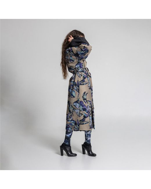ARTISTA Blue Crystal Overlapped Printed Coat