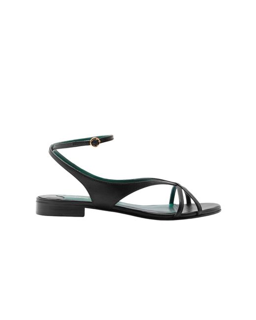 Florrie Black Matilda Leather Flat Sandal