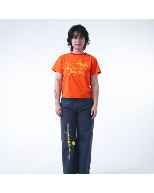 Lilia Munn Orange Boxy Organic Cotton Graphic Tee – for men