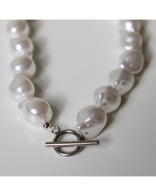 FV Jewellery Metallic Steel Me Baroque Pearl & Necklace