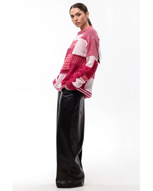 Maison Bogomil Pink Chunky Patchwork Sweater