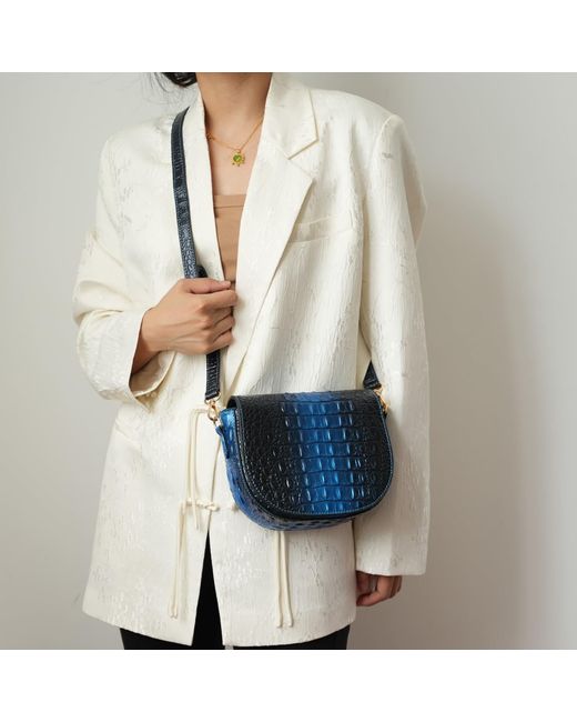 Mkf Collection - J'omor Blue Amalia Croc-Embossed Crossbody Bag