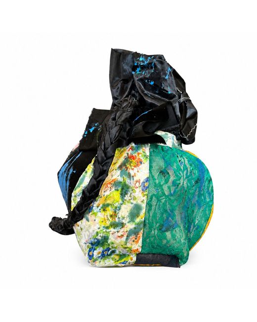 Miro Misljen Green Hand-Painted Puffy Ribbon Bag