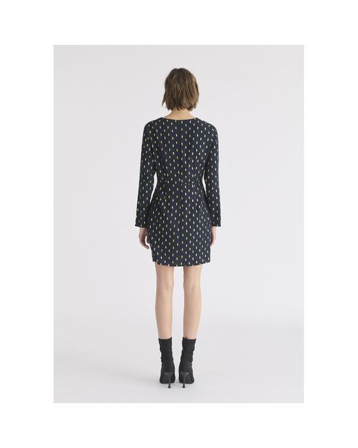 Paisie Black Foil Print Mini Wrap Dress With Slit