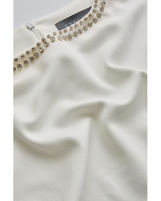 Exquise White Neutrals Scout Blouse Dropped Shoulder Boat Neck Knit Blouse