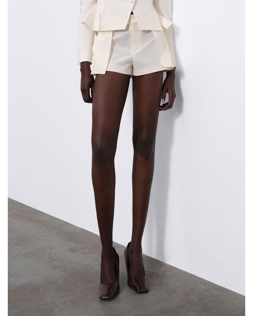 Sélone White Elen Double Layer Shorts Creme