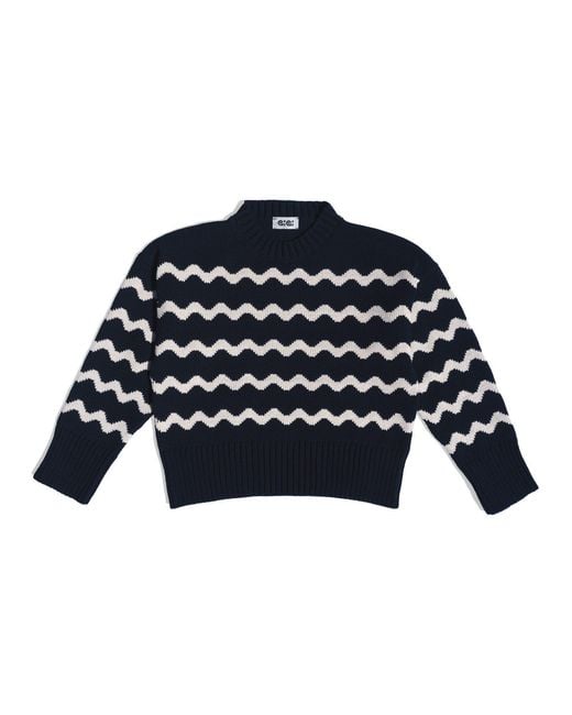 Gigi Knitwear Blue Isla Wavy Stripe Sweater, & Natural