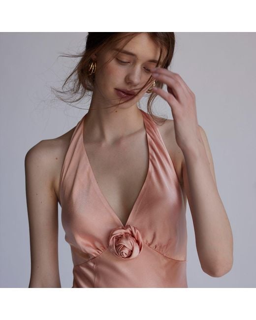 Belsize25 Pink Rosa Series – Coral Dress With Handmade Rose Detail