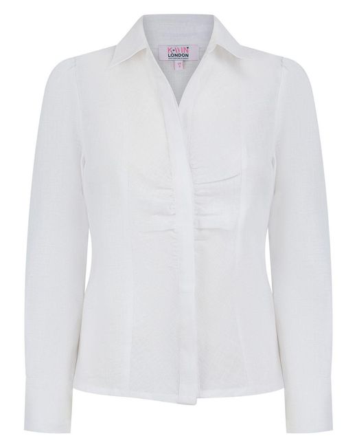 K-Win London White Classic Ruched Shirt