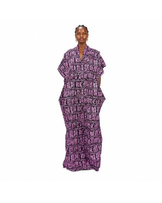 Chuks Collins Purple Ajah Collection- Print Long Dress