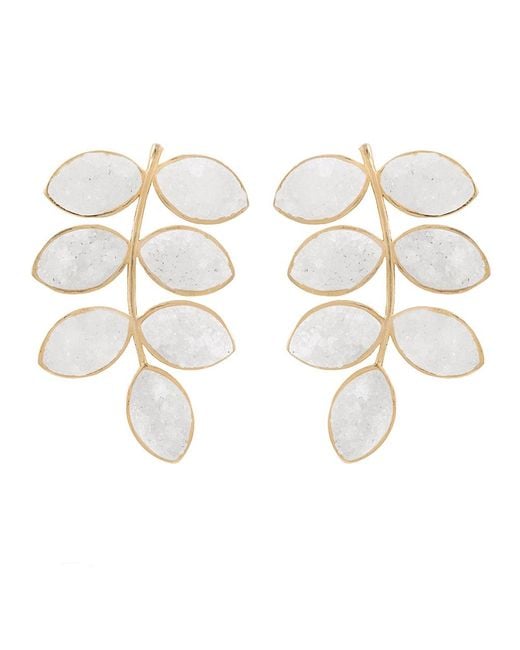 Lavani Jewels Metallic White Lavani Leaf Earrings