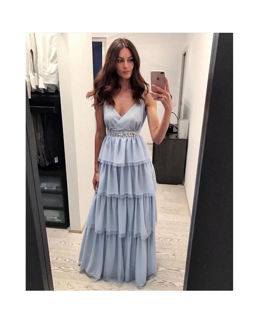 NEVA Pink Althea Tiered Tulle Occasion Maxi Dress
