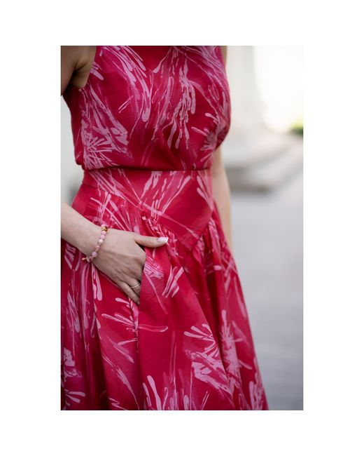 Oh!Zuza Pink Neutrals Matte Viscose Top & Midi Skirt Set