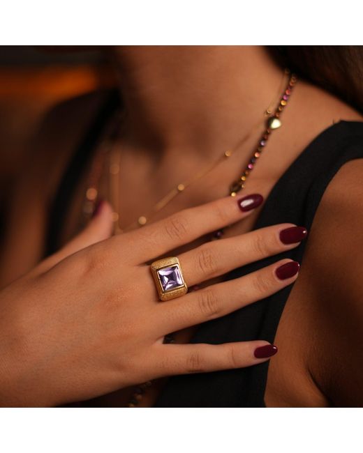 Ebru Jewelry Yellow Majestic Amethyst & Vermeil Chunky Signet Ring