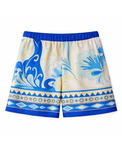 LOVEIST STORE Blue Trya Printed Elasticated Shorts