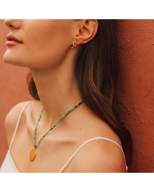Seven Saints Metallic Joy And Prosperity Flower Of Life Necklace, Aventurine, Spinel, Chrysoprase, All Gender