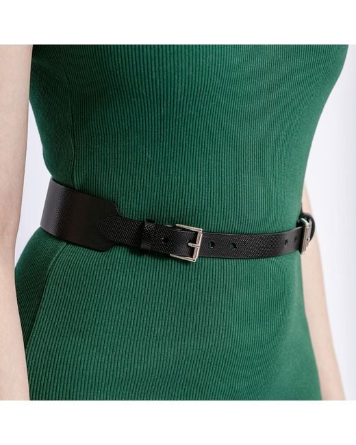 Haute Cuir Black Textured Leather Cloe Waist Belt